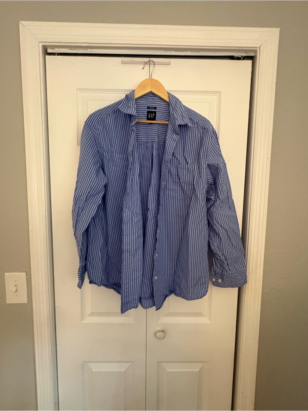 GAP Light Blue and White Striped Shirt